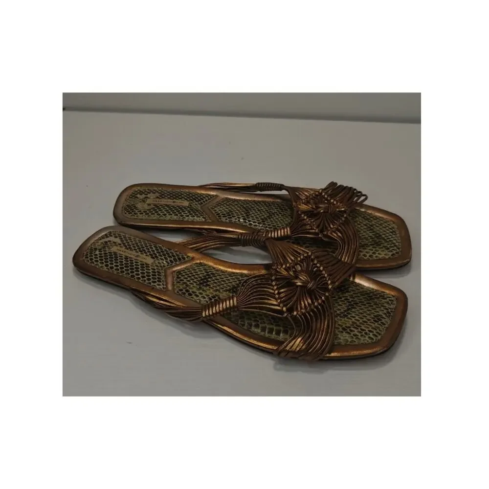 Gold leather slip on sandals by Maxstudio sz 6.5